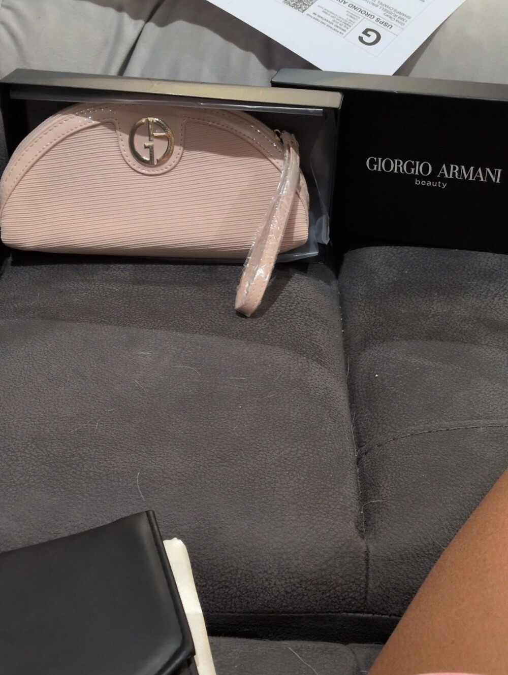 Giorgio Armani GWP Beauty Pale Pink Textured Wristlet Cosmetic Case